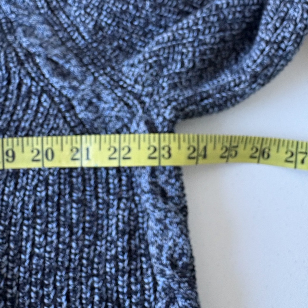 Talbots Open Cotton Cardigan Blue Gray Large Fisherman Cable Knit Cabincore Cozy - Picture 10 of 11